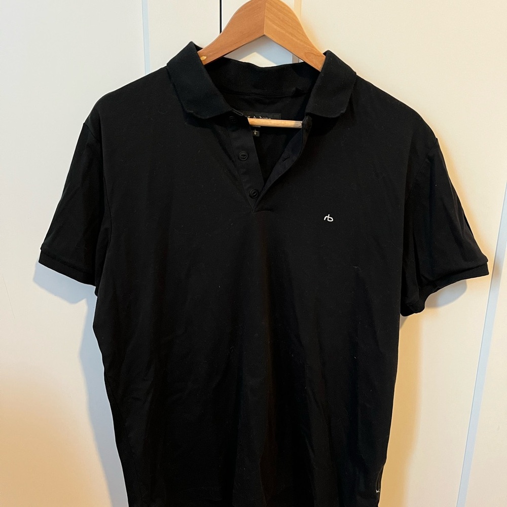 rag & bone Jet Black Polo Shirt